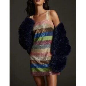 NWOT Anthropologie Not so serious shimmery striped mini dress